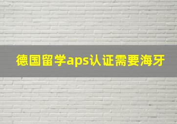 德国留学aps认证需要海牙