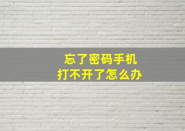 忘了密码手机打不开了怎么办