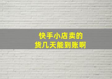 快手小店卖的货几天能到账啊