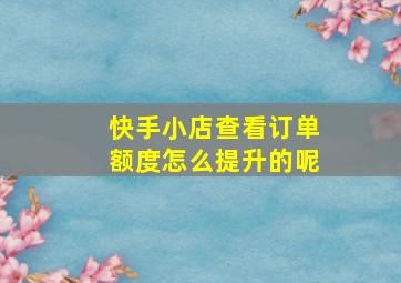 快手小店查看订单额度怎么提升的呢