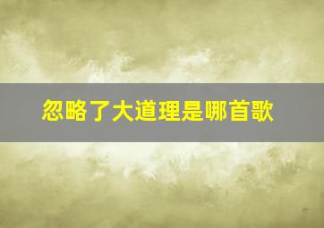 忽略了大道理是哪首歌