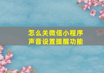 怎么关微信小程序声音设置提醒功能