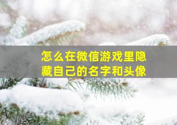 怎么在微信游戏里隐藏自己的名字和头像