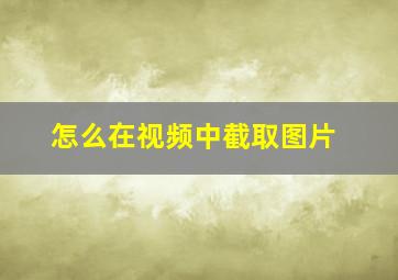 怎么在视频中截取图片