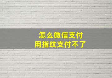 怎么微信支付用指纹支付不了