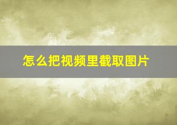 怎么把视频里截取图片