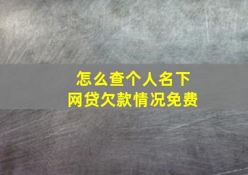 怎么查个人名下网贷欠款情况免费