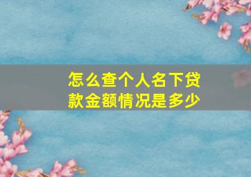 怎么查个人名下贷款金额情况是多少