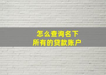 怎么查询名下所有的贷款账户