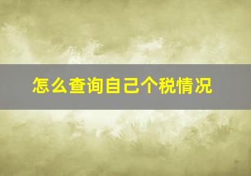 怎么查询自己个税情况