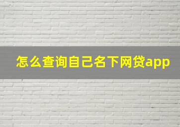 怎么查询自己名下网贷app