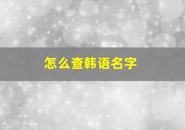 怎么查韩语名字