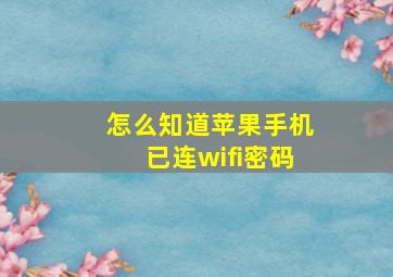 怎么知道苹果手机已连wifi密码