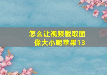 怎么让视频截取图像大小呢苹果13