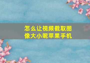 怎么让视频截取图像大小呢苹果手机