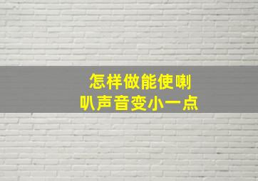 怎样做能使喇叭声音变小一点