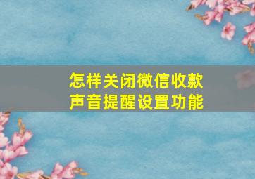 怎样关闭微信收款声音提醒设置功能