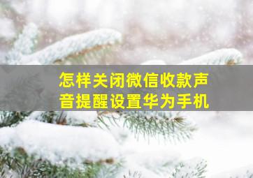 怎样关闭微信收款声音提醒设置华为手机