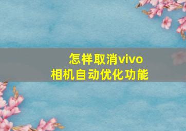 怎样取消vivo相机自动优化功能