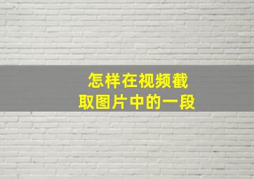 怎样在视频截取图片中的一段