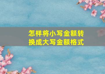 怎样将小写金额转换成大写金额格式