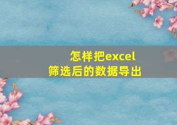 怎样把excel筛选后的数据导出