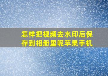 怎样把视频去水印后保存到相册里呢苹果手机