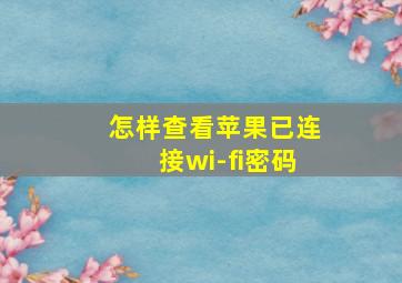 怎样查看苹果已连接wi-fi密码