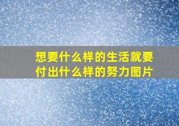 想要什么样的生活就要付出什么样的努力图片