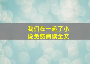 我们在一起了小说免费阅读全文