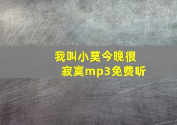 我叫小莫今晚很寂寞mp3免费听