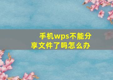 手机wps不能分享文件了吗怎么办