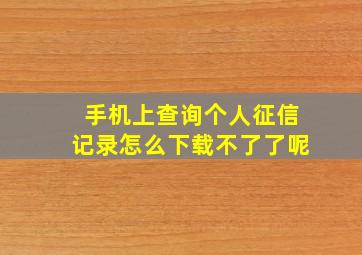 手机上查询个人征信记录怎么下载不了了呢