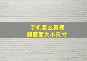 手机怎么剪视频画面大小尺寸