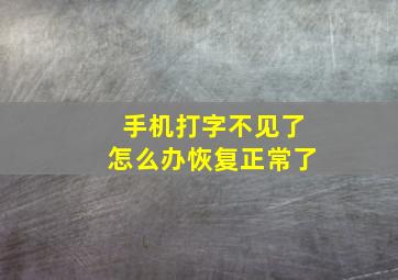 手机打字不见了怎么办恢复正常了