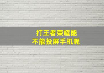 打王者荣耀能不能投屏手机呢