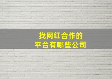 找网红合作的平台有哪些公司