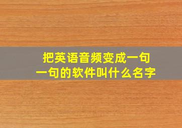 把英语音频变成一句一句的软件叫什么名字