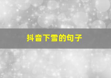 抖音下雪的句子