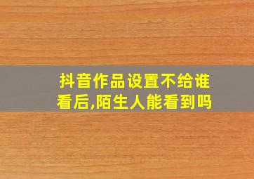 抖音作品设置不给谁看后,陌生人能看到吗