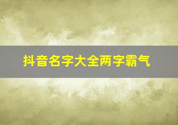 抖音名字大全两字霸气