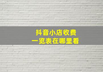 抖音小店收费一览表在哪里看