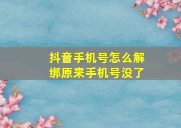 抖音手机号怎么解绑原来手机号没了