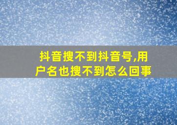 抖音搜不到抖音号,用户名也搜不到怎么回事