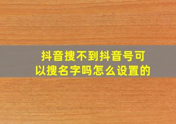 抖音搜不到抖音号可以搜名字吗怎么设置的