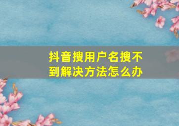 抖音搜用户名搜不到解决方法怎么办