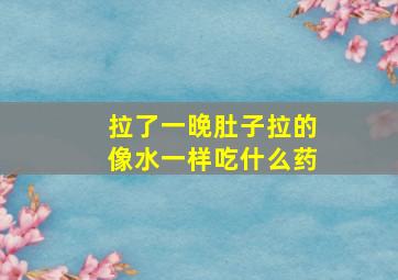 拉了一晚肚子拉的像水一样吃什么药