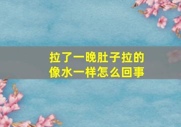 拉了一晚肚子拉的像水一样怎么回事