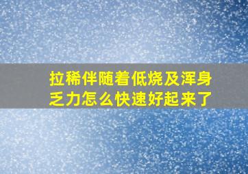 拉稀伴随着低烧及浑身乏力怎么快速好起来了