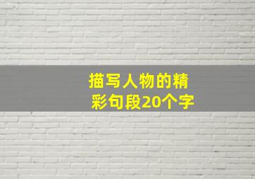 描写人物的精彩句段20个字